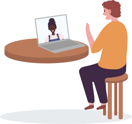 How to Get Funding for Your Certification - counselor speaking to another team member on laptop video call