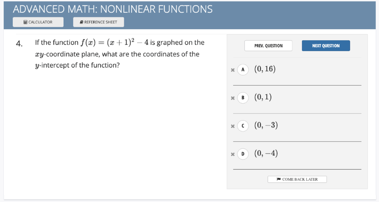 Digital SAT Math Section Example 2