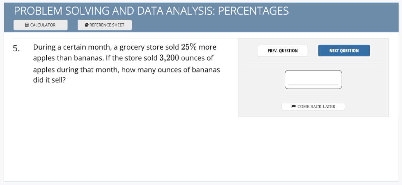 Digital SAT Math Section Example 3