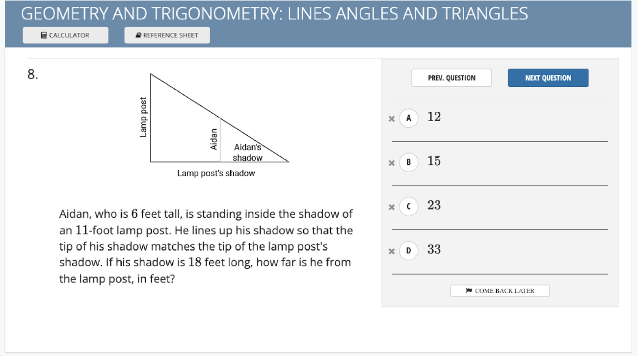 Digital SAT Math Section Example 4