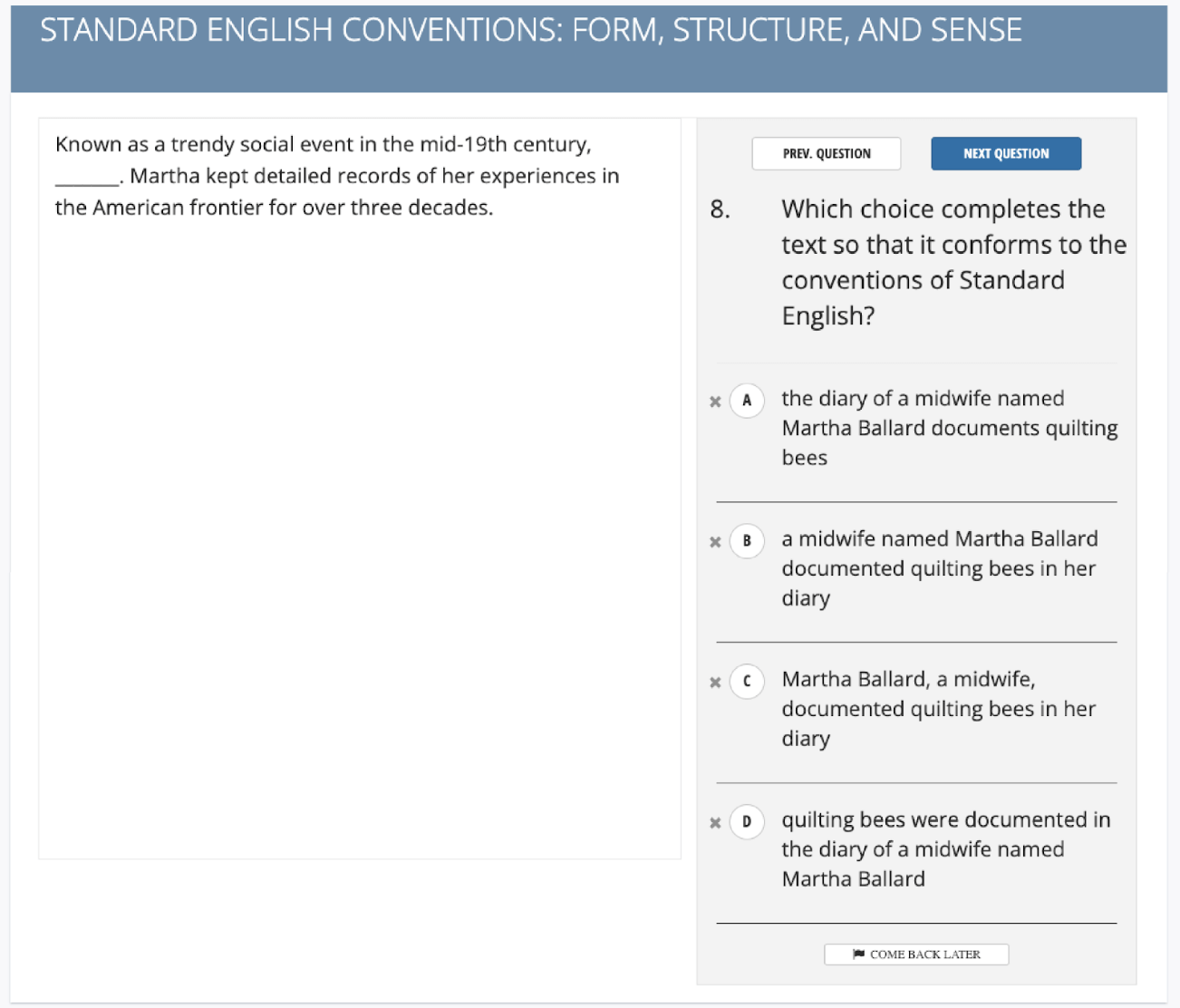 Digital SAT ReadingWriting Section Example 3