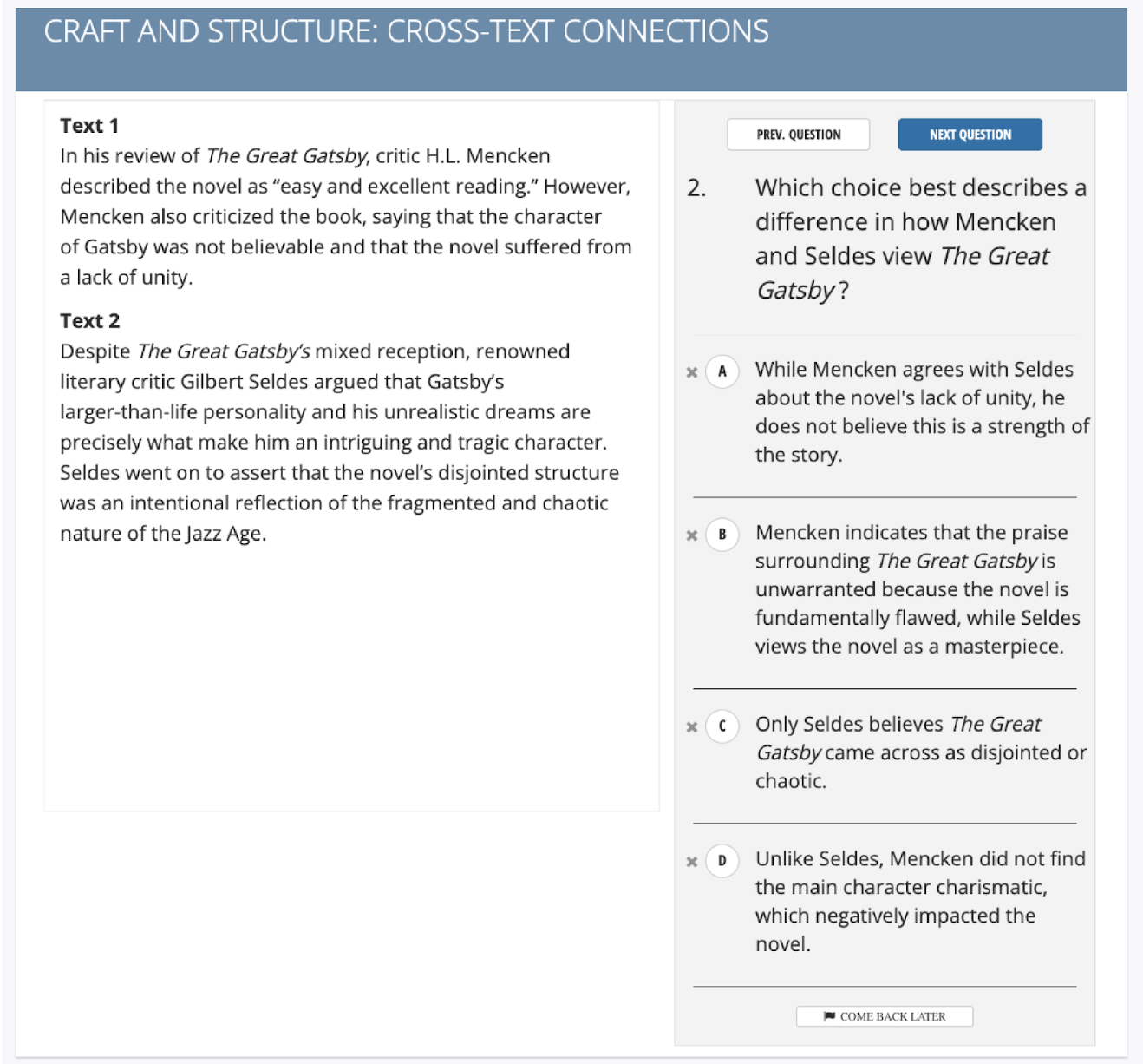 Digital SAT ReadingWriting Section Example