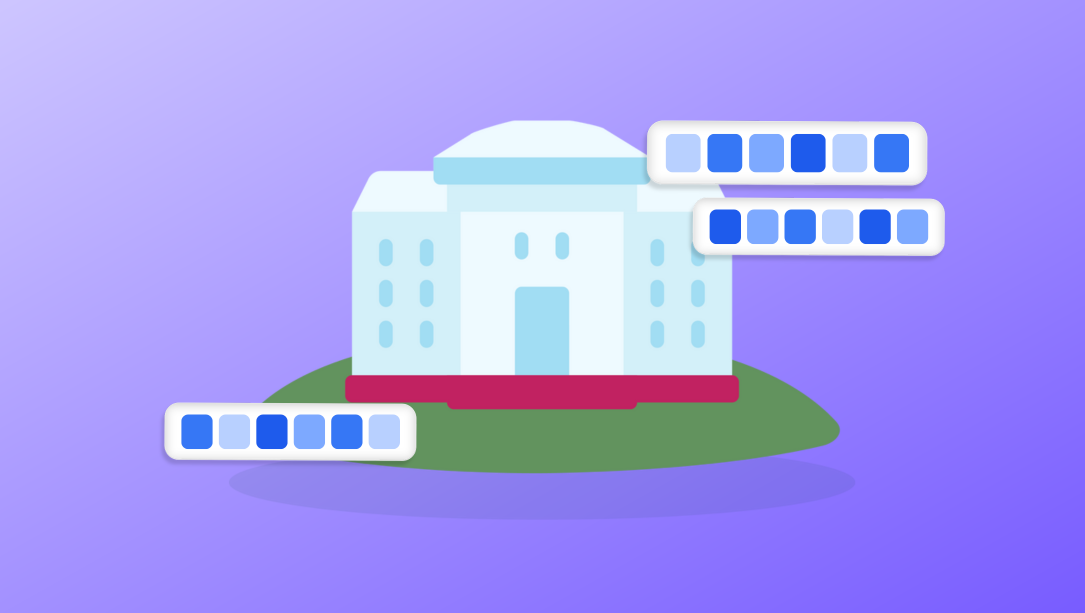CEEB Codes for High Schools - illustration of high school on a hill with groups of 6 floating around it