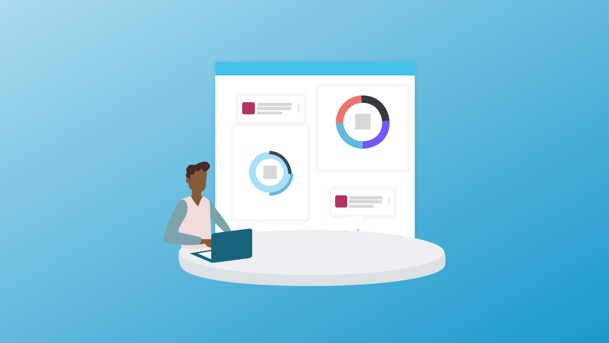 illustration of student working at laptop and looking at Scoir dashboard data - Fall College Planning Tips: Preparing for College Application Season