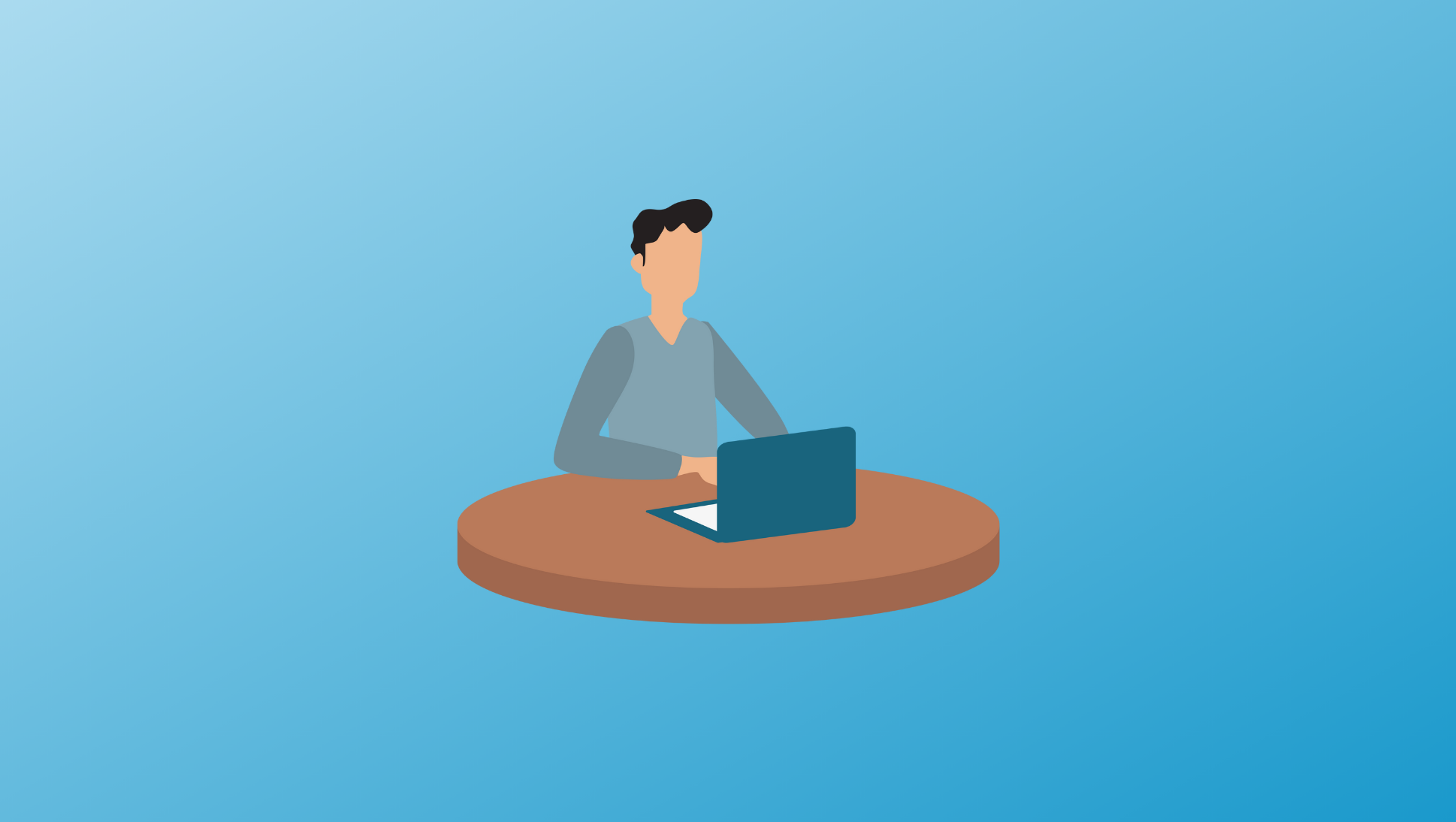 illustration of student working at laptop - Finding Internships in a Virtual Working World