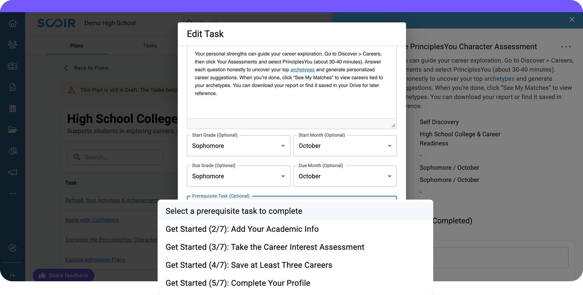 Scoir-Created Plans - "Edit Task"