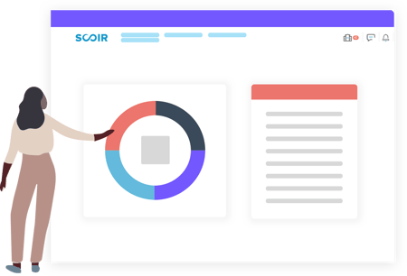 Scoir for counselors - illustration of counselor interacting with Scoir college management system features