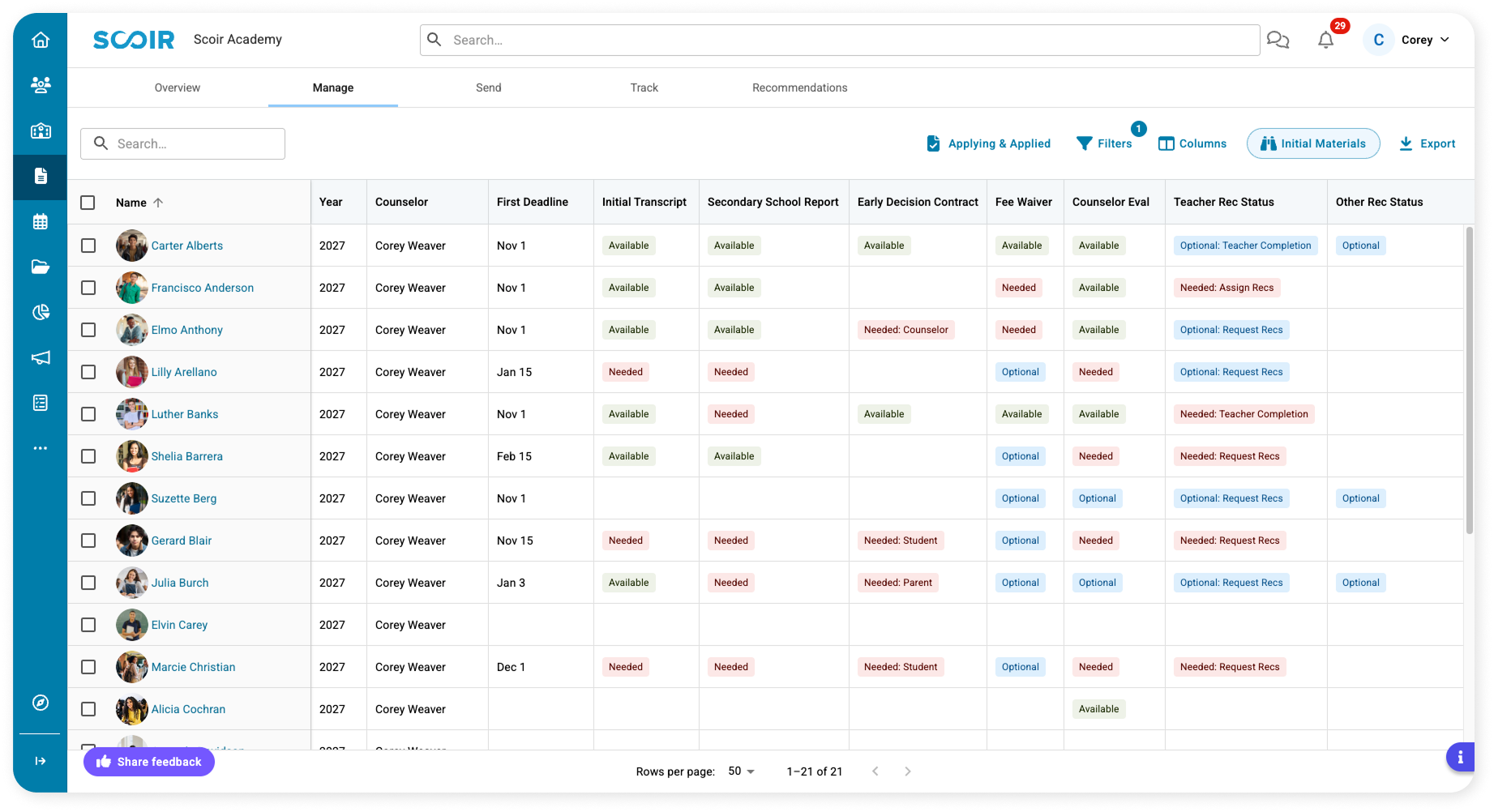 Manage Documents Dashboard - Counselors - Product Shot