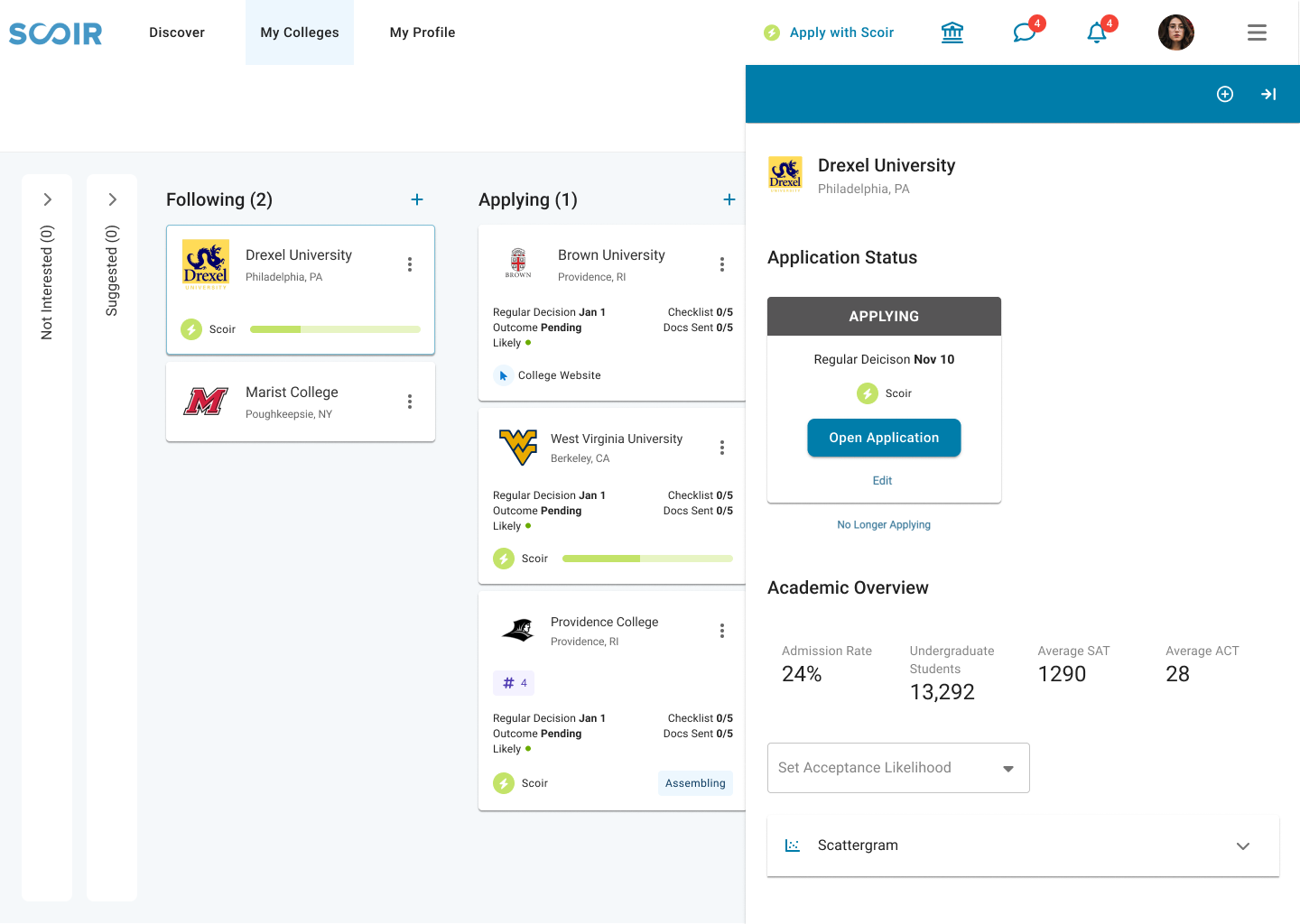 My Colleges - Swimlane with Dialog