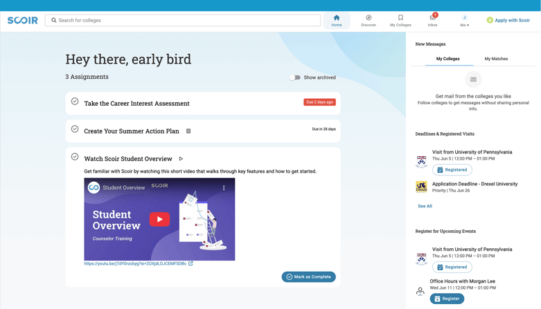 New Student Dashboard