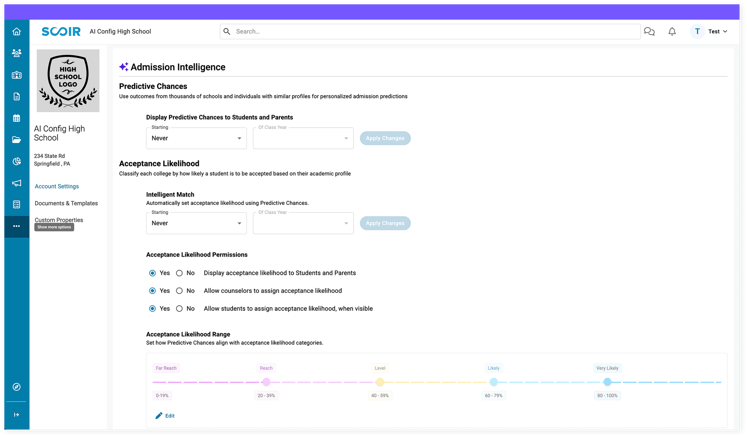 Scoir AI 2.0 Account settings [new] - Screenshot