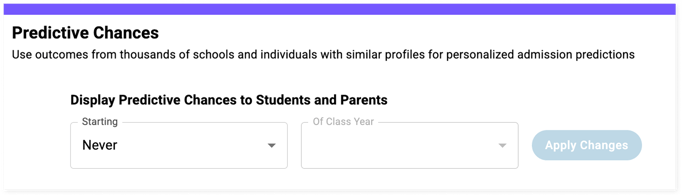 Screenshot of new Scoir AI predictive chances settings