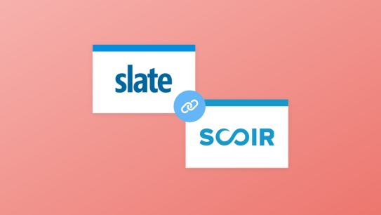 Scoir and Slate integration graphic showing partnership between the platforms.