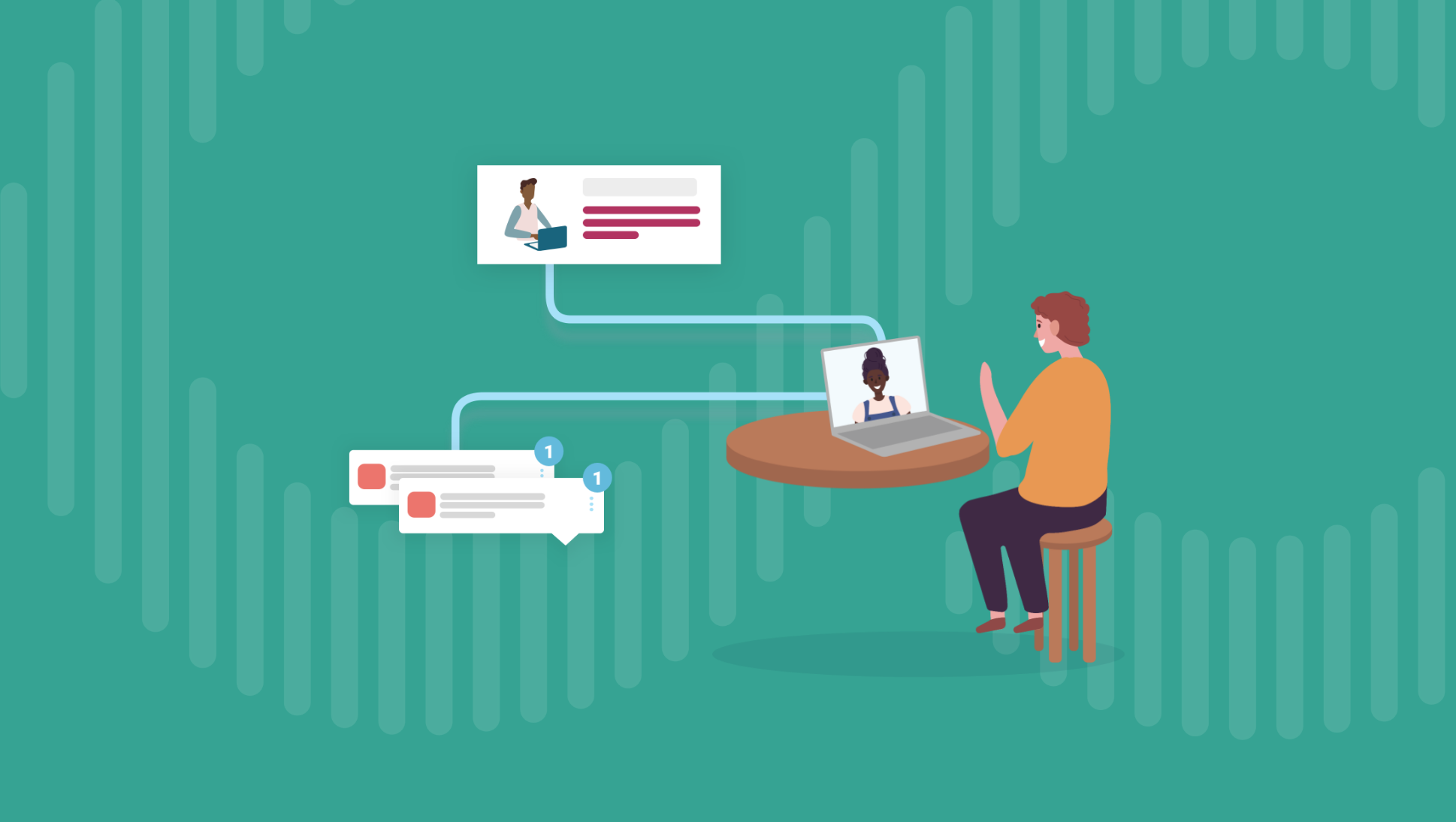 illustration of student on video call - Scoir Hires Chief Technology and Chief Data Officers
