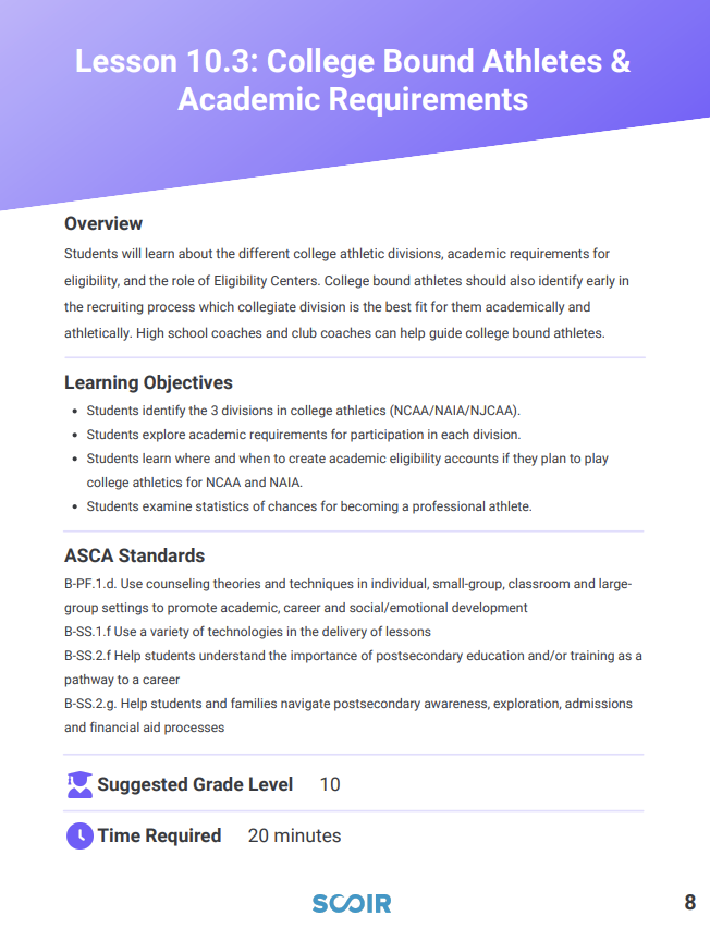 Lesson 10.3: College Bound Athletes and Academic Requirements