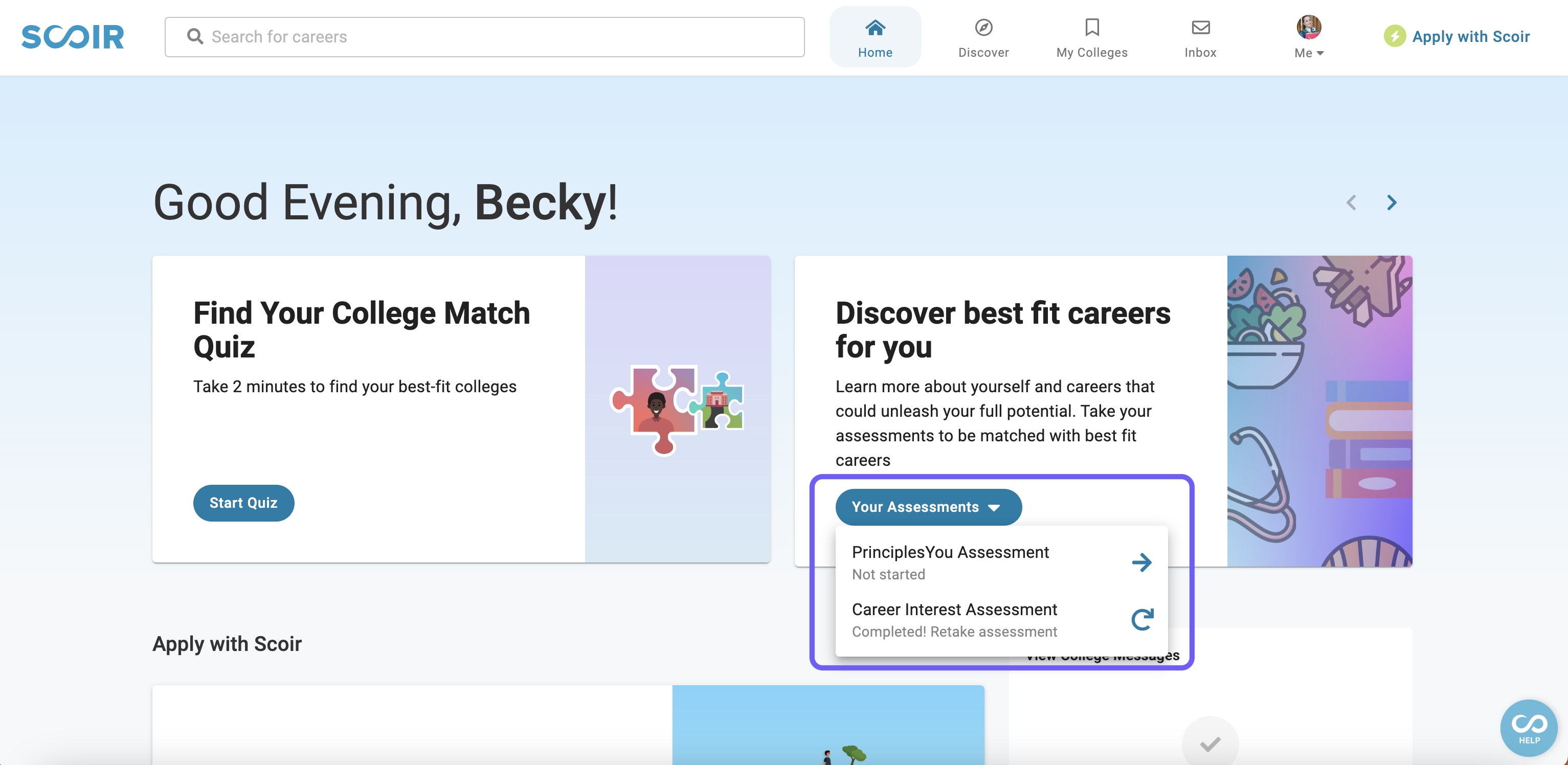 For Students: Discover Careers (and Yourself!) with PrinciplesYou - how to access PrinciplesYou Assessment