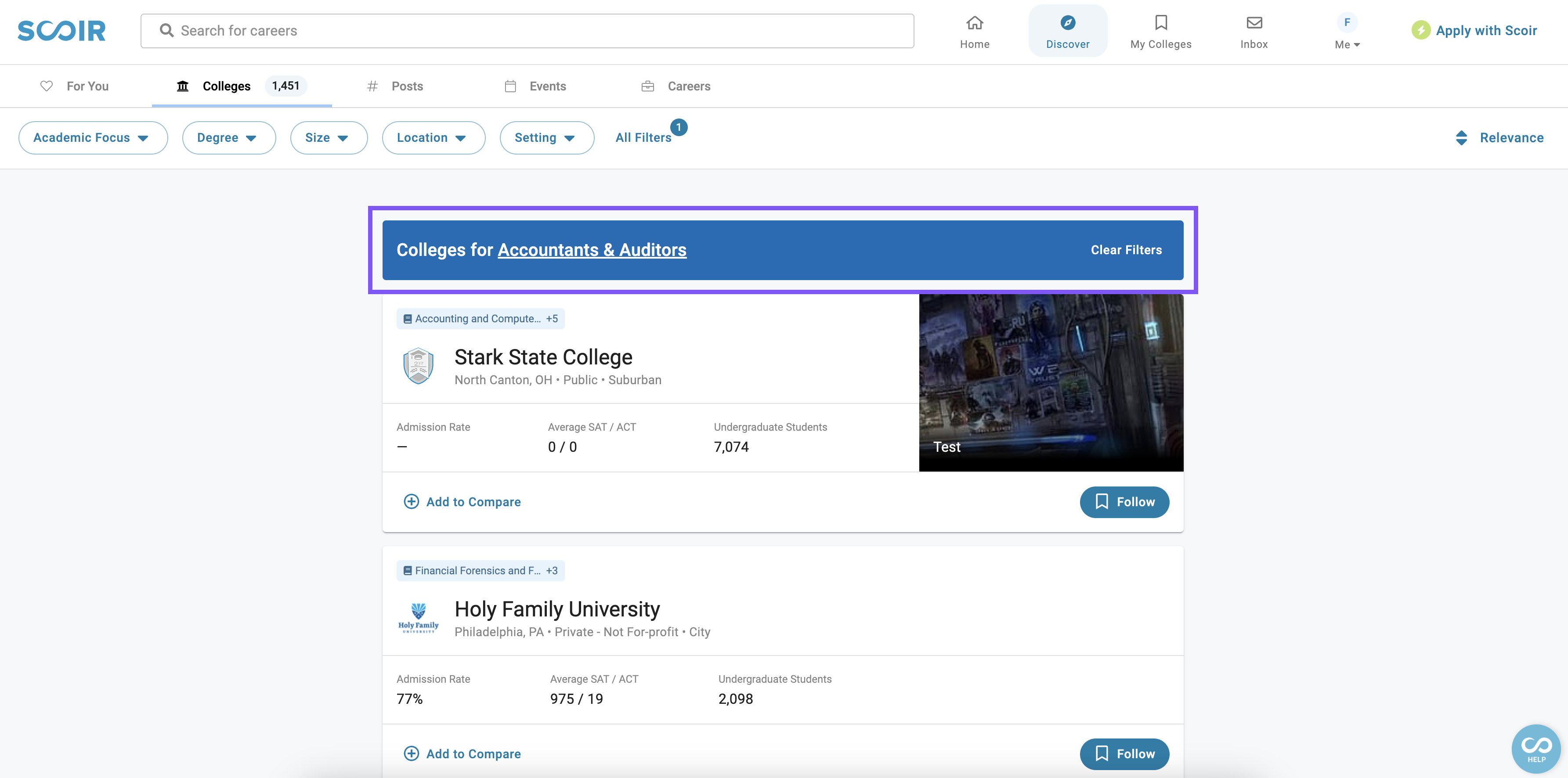 Explore Colleges for You - Click See All