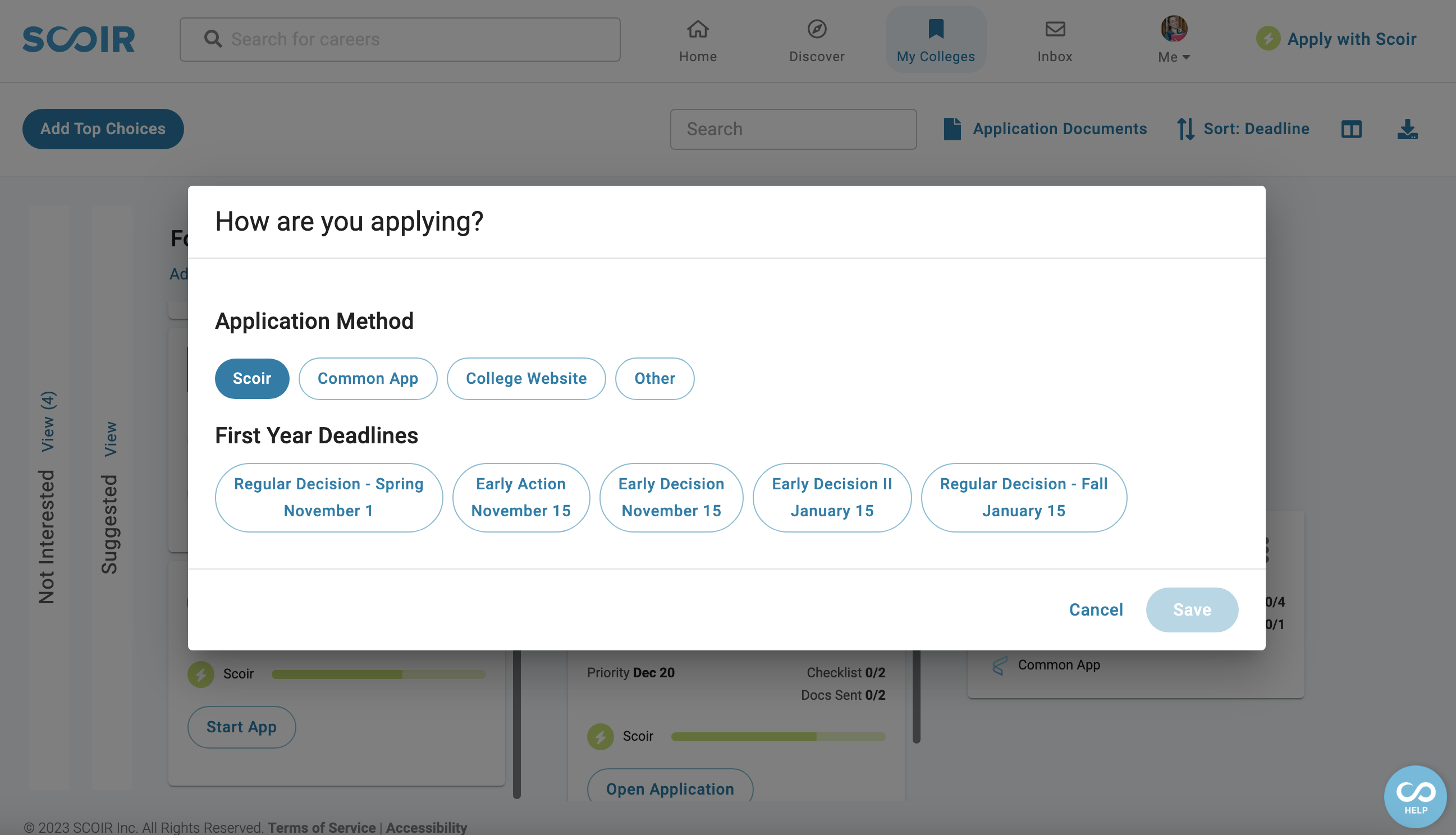 Indicating Early Decision Intentions