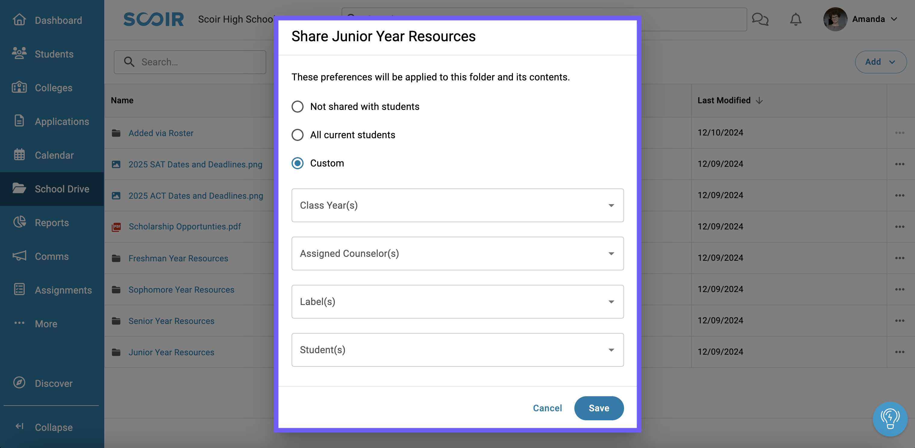 Share Junior Year Resources sharing example