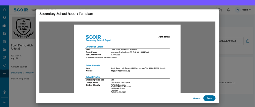 Secondary School Report Template