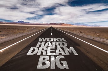 Work Hard Dream Big written on desert road-1