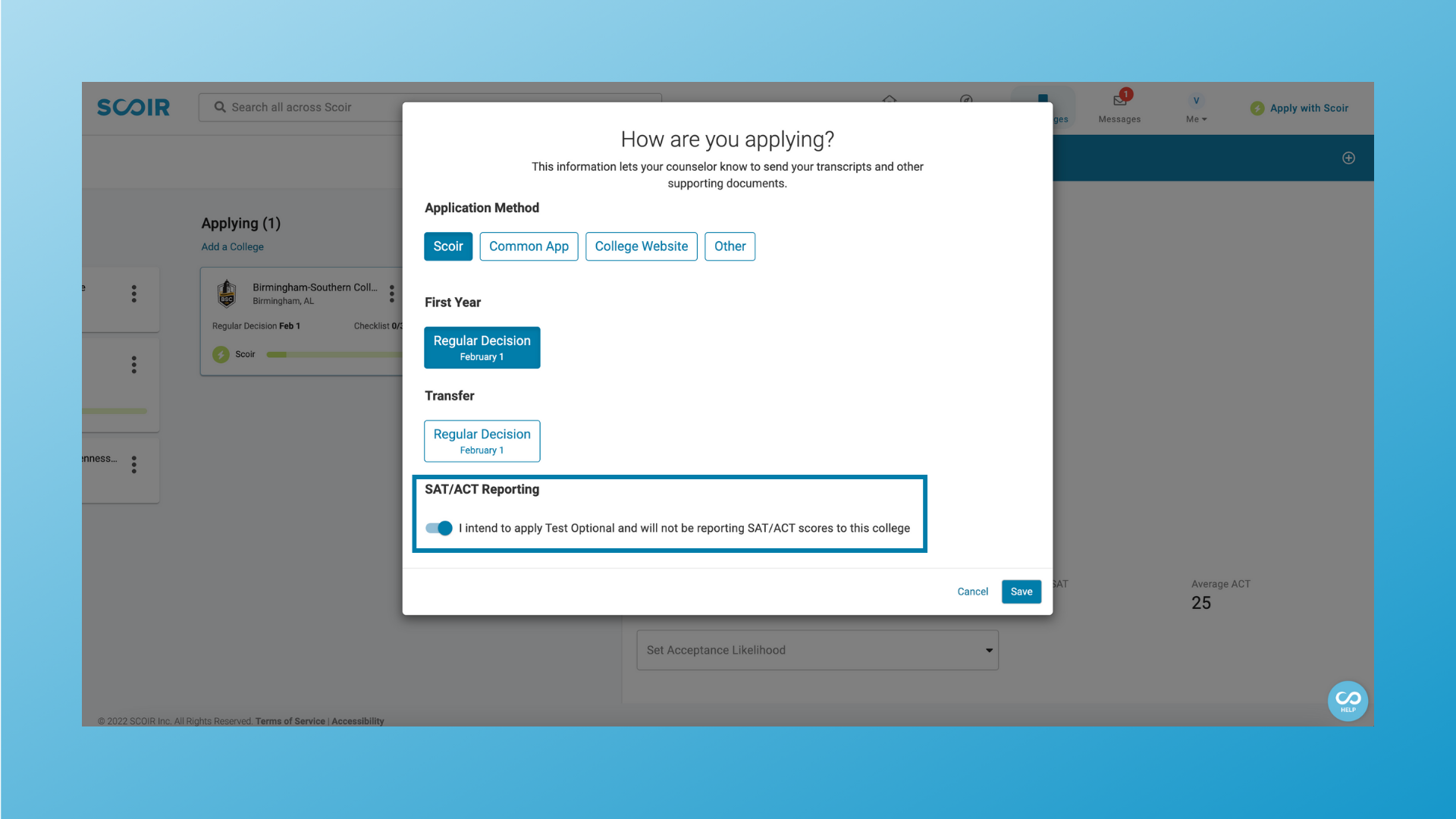 Test Optional in Scoir