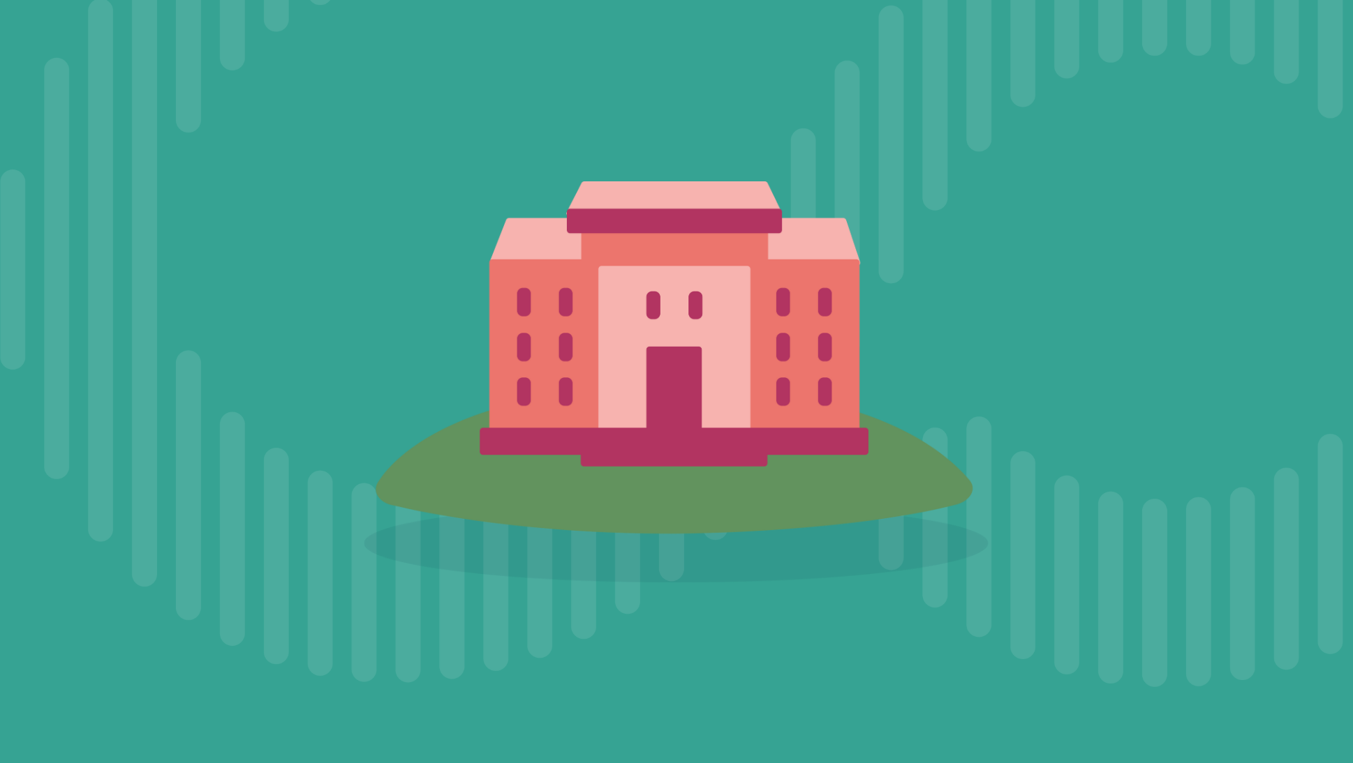 illustration of college building on a hill on green background - The State of College Admissions in 2021 