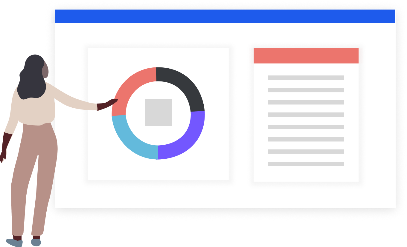 person interacting with pie chart and data in Scoir