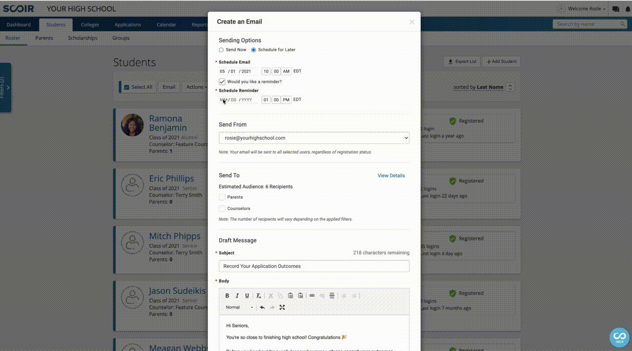 Scheduled Email