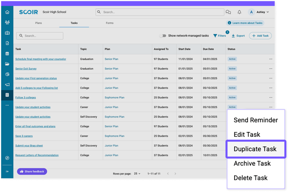 tasks - duplicate task