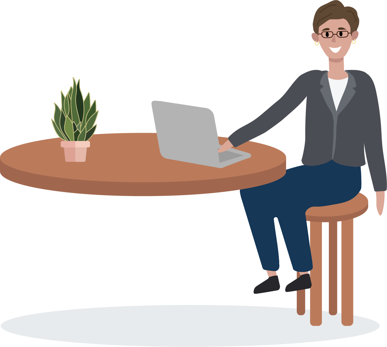 college counseling program - illustration of counselor smiling while working on laptop