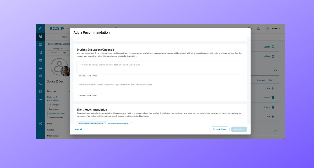 For Counselors: Counselor Recommendation Updates