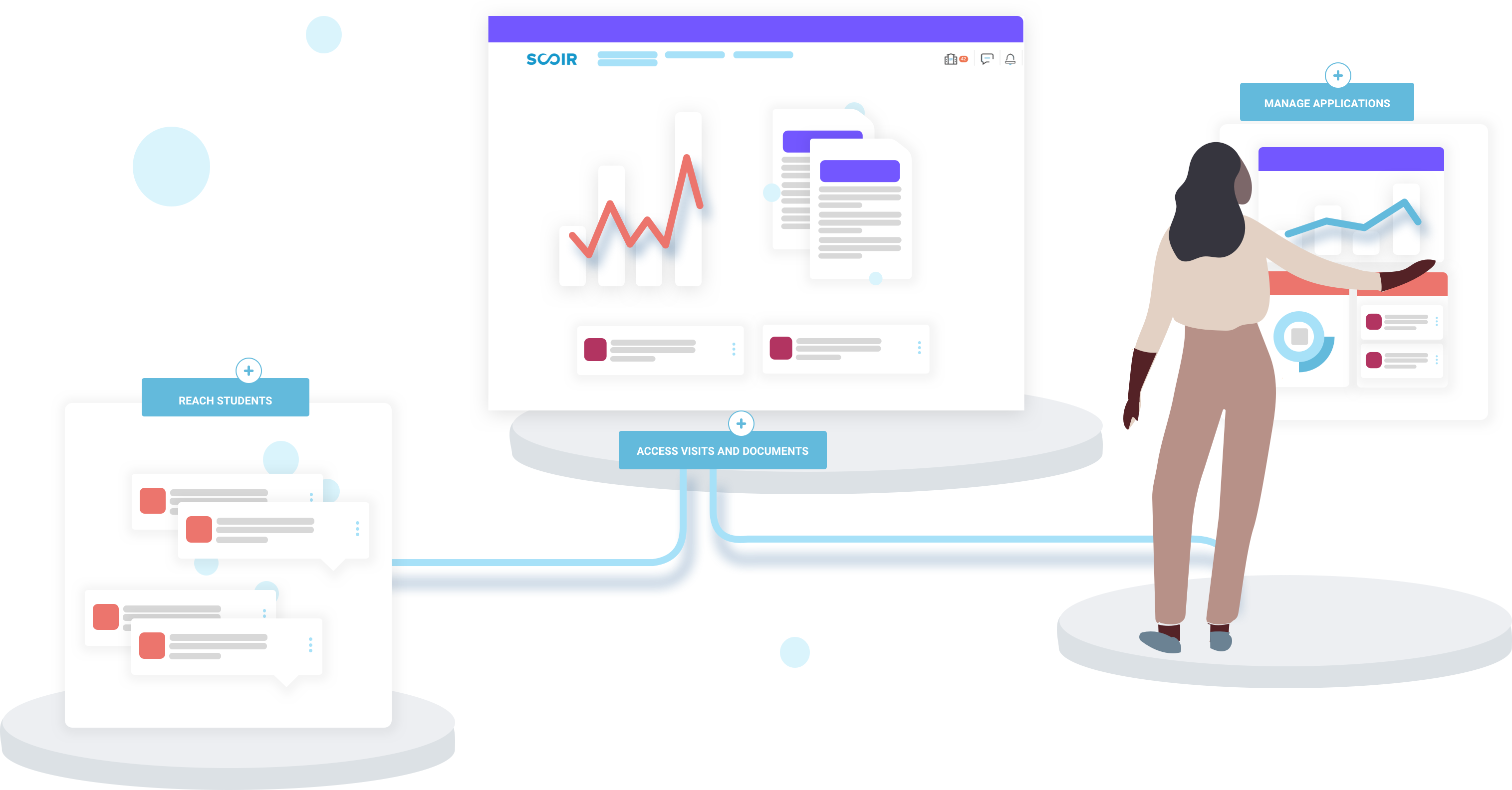 illustration of counselor viewing data and charts