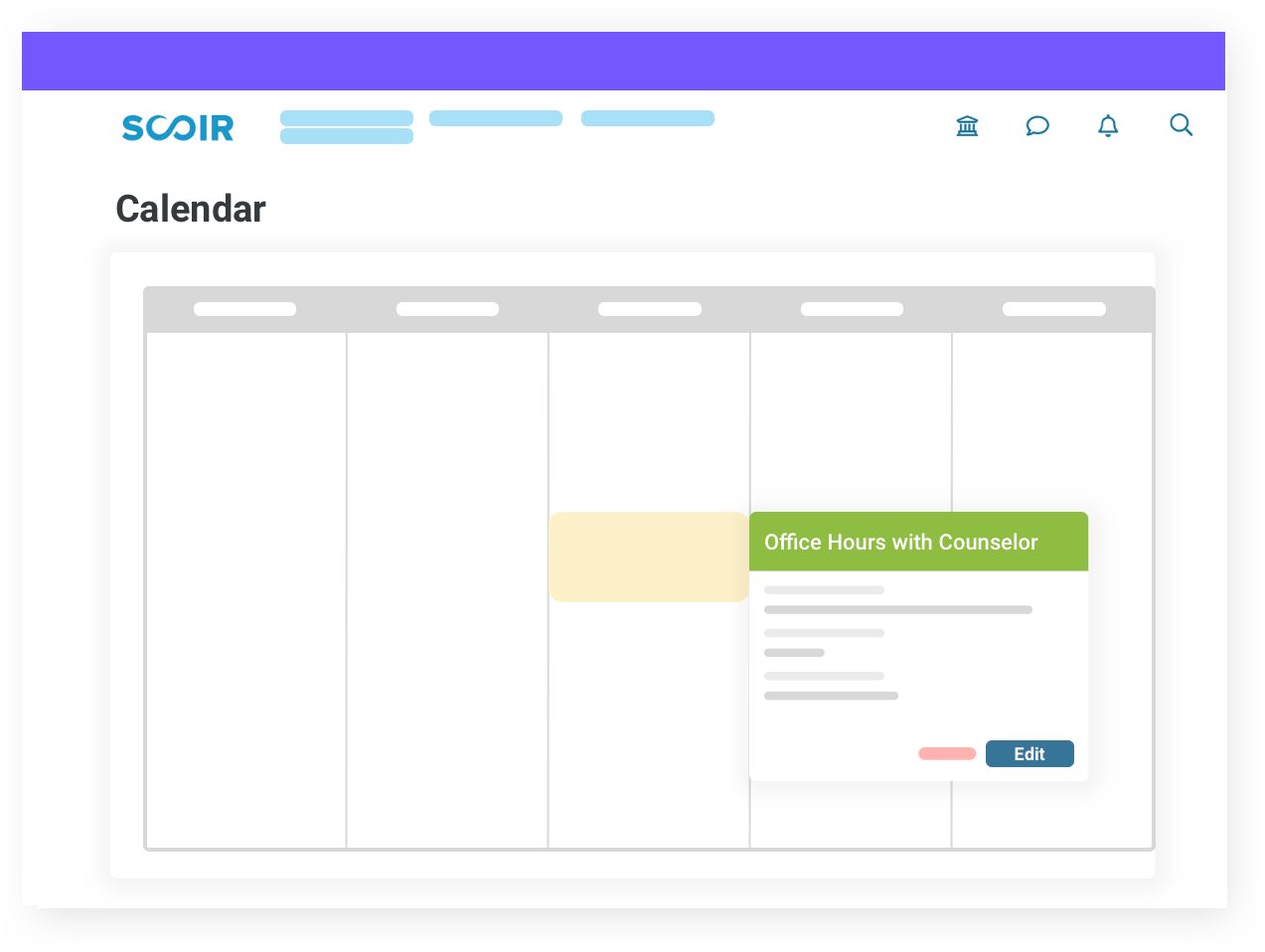 Calendar functionality in Scoir illustration for high schools