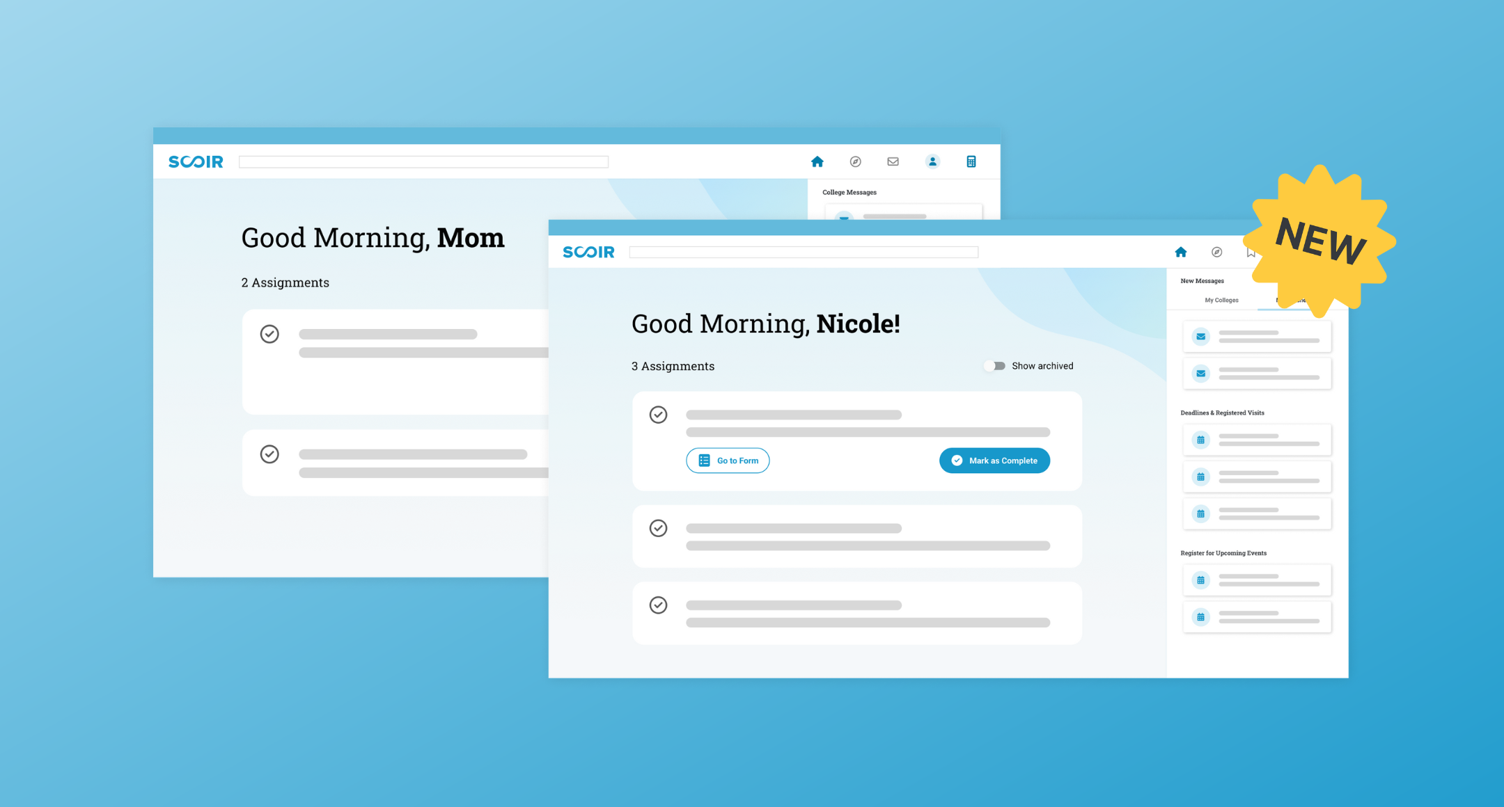 For Students & Families: Redesigned Dashboards