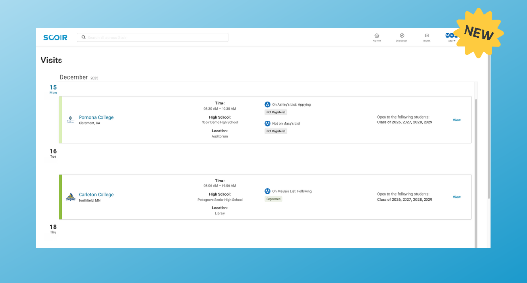 For Parents: College Visits Visibility