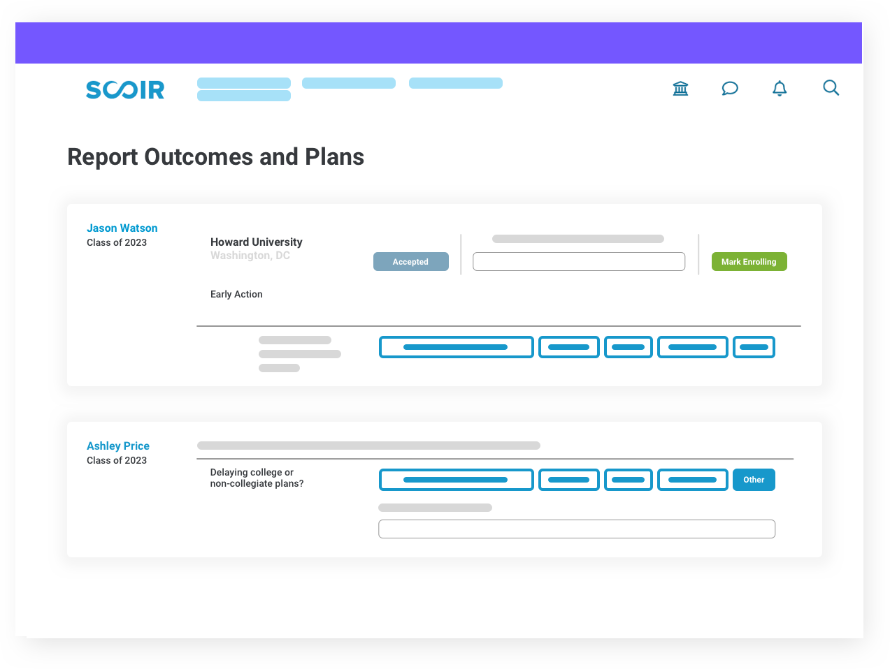 Report Outcomes and Plans in Scoir illustration