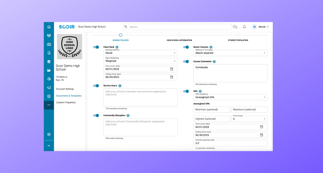For Counselors: School Report Template Updates
