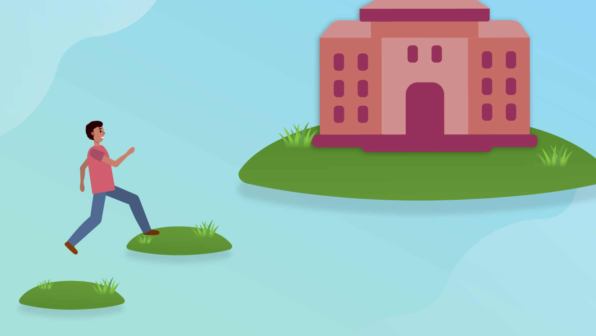 Scoir Supports Colleges Challenged by Shifting Admissions Landscape - illustration of person walking towards college
