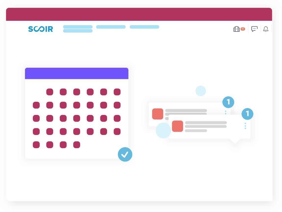 illustration of calendar and college messages in Scoir