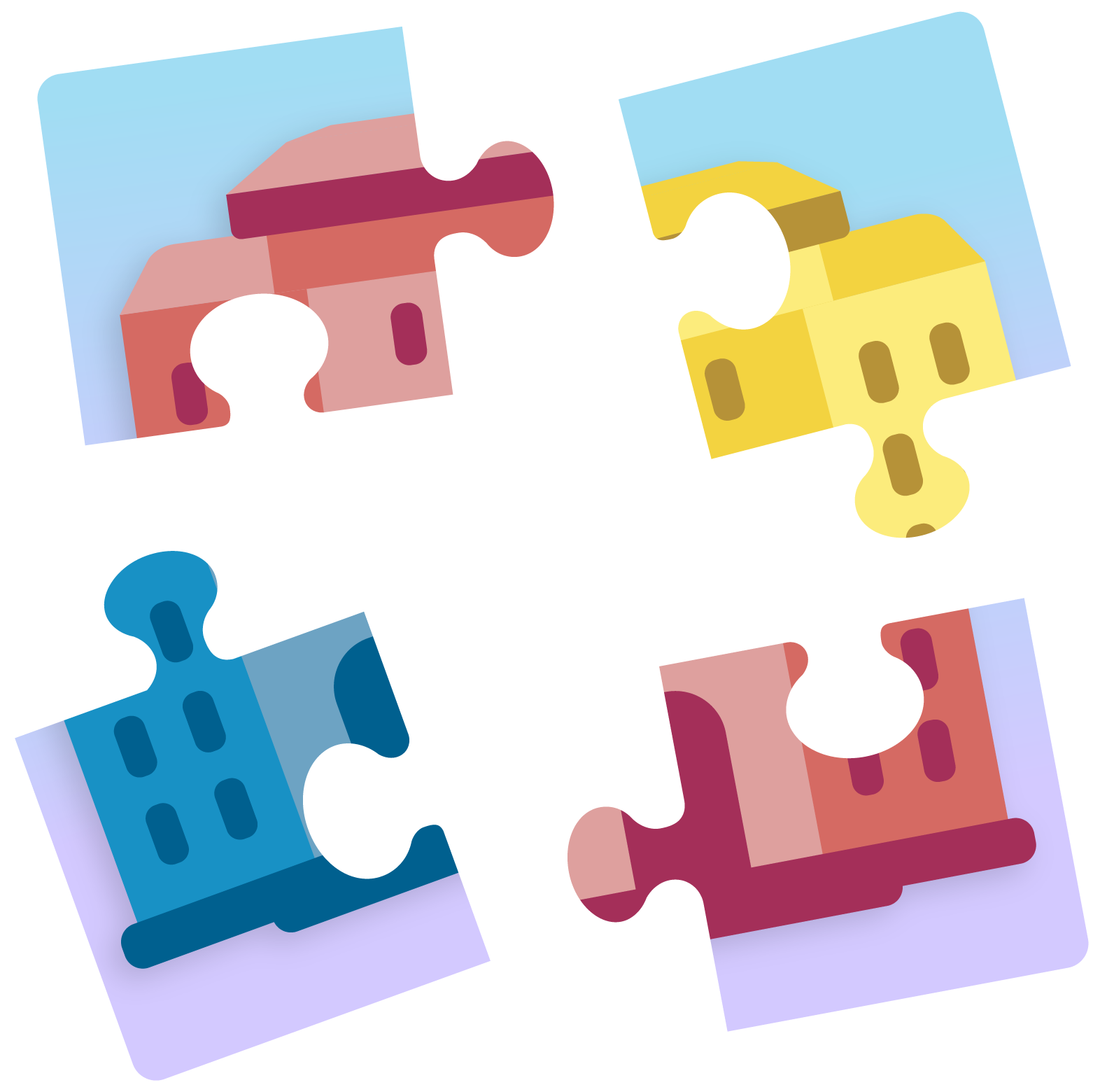 Scoir for students - illustration of 4 puzzle pieces representing finding your best college fit 