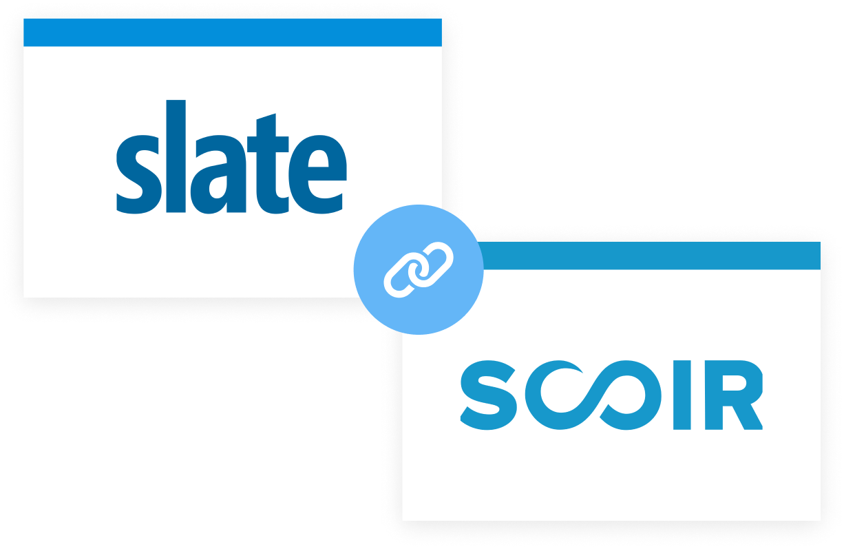 Slate and Scoir logos with link between them